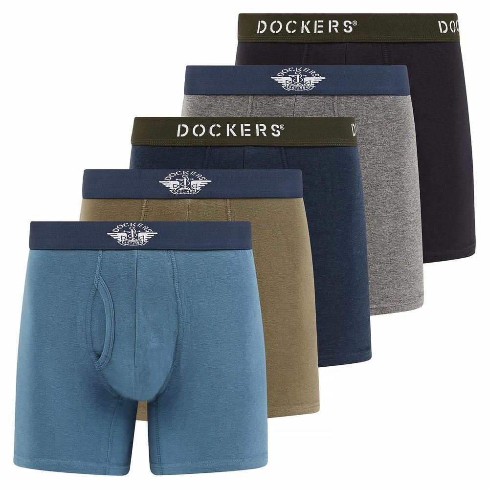 NEW Dockers Mens Boxer Briefs Breathable Cotton Underwear for Men Pack of 5